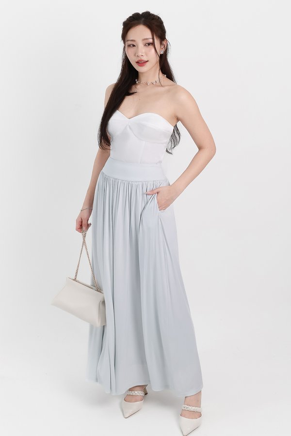 Maddey Maxi Flare Skirt in Light Ice Blue ( Regular Length )