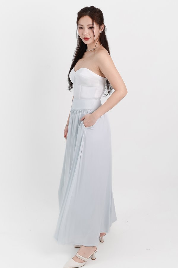 DEFECT | Maddey Maxi Flare Skirt in Light Ice Blue ( Regular Length ) in XL