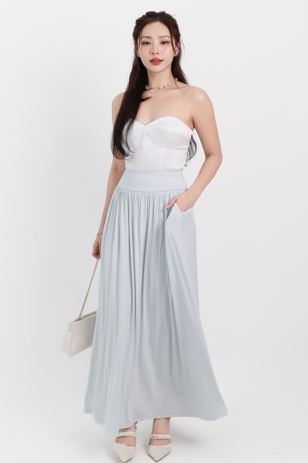 DEFECT | Maddey Maxi Flare Skirt in Light Ice Blue ( Regular Length ) in XL