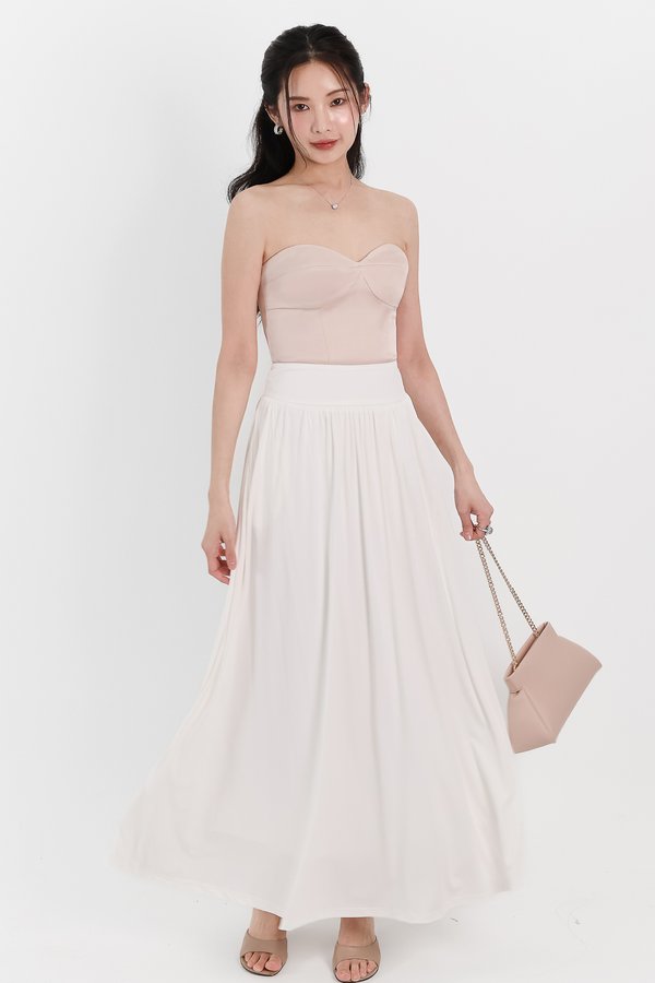 Maddey Maxi Flare Skirt in White ( Regular Length )