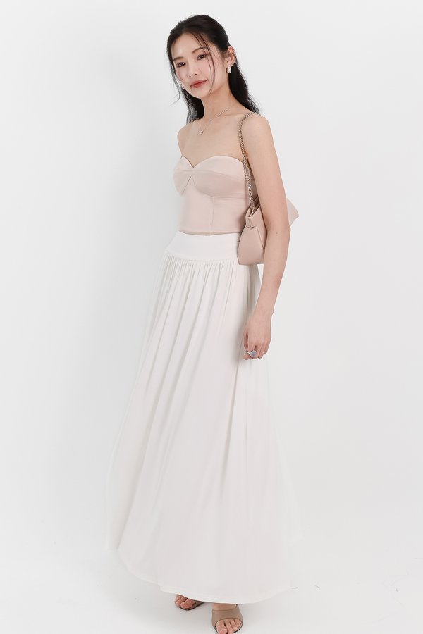 Maddey Maxi Flare Skirt in White ( Regular Length )