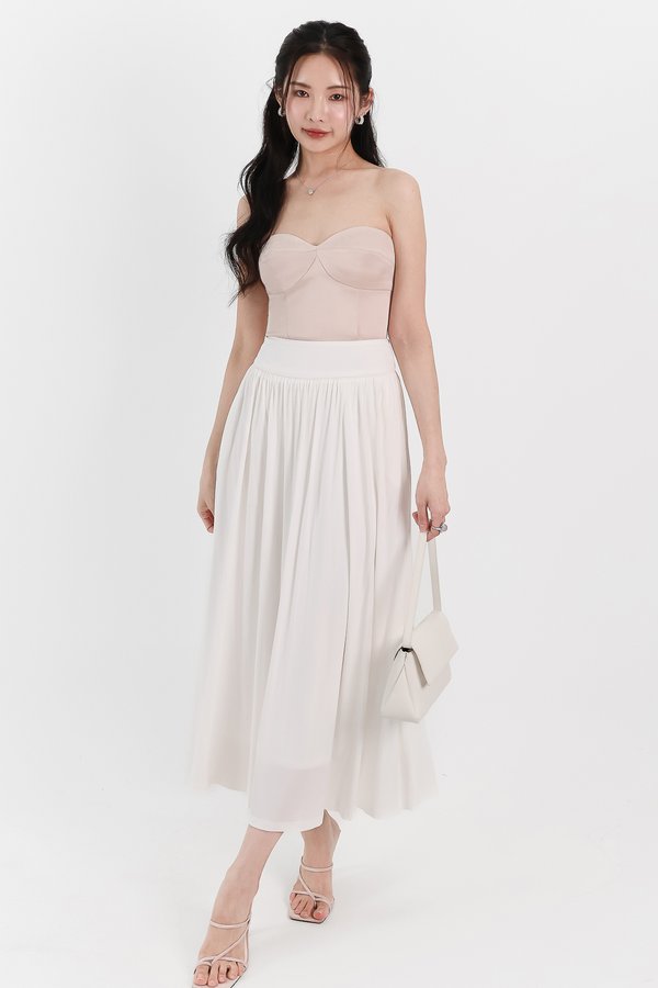 Maddey Maxi Flare Skirt in White ( Petite Length )