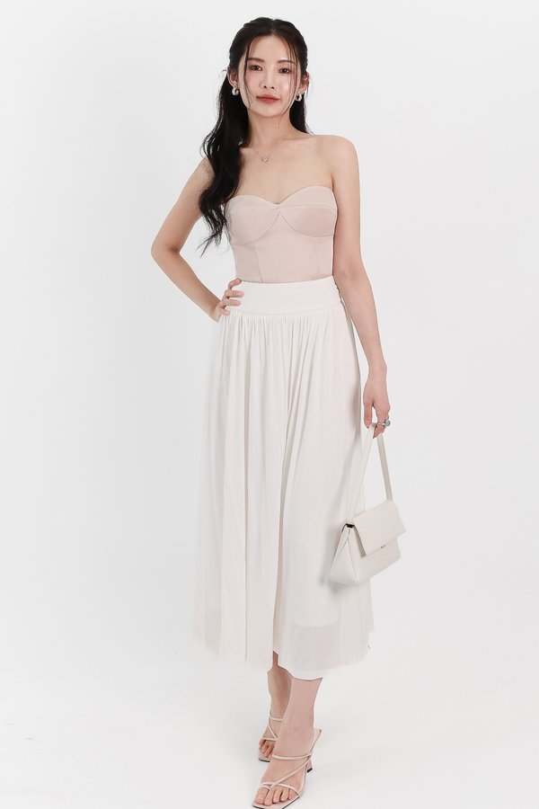 Maddey Maxi Flare Skirt in White ( Petite Length )