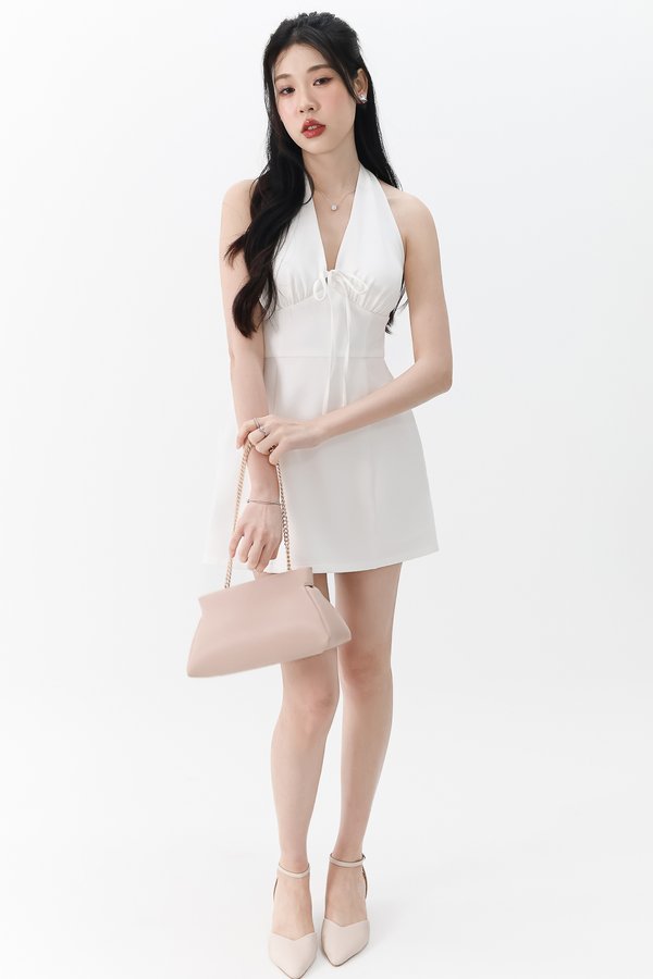 Treasure Tie Romper Dress in White