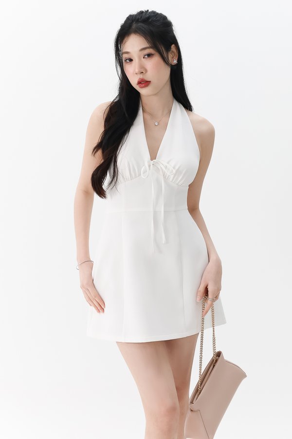 Treasure Tie Romper Dress in White