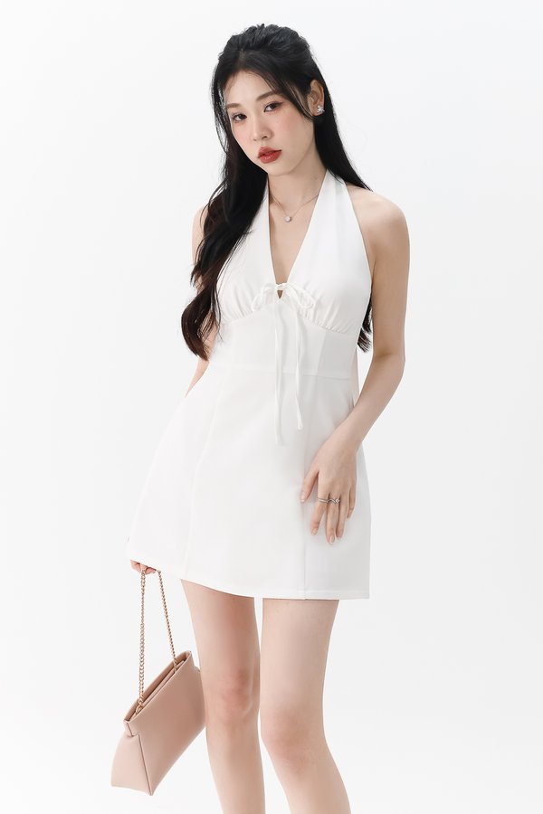 DEFECT | Treasure Tie Romper Dress in White in XS