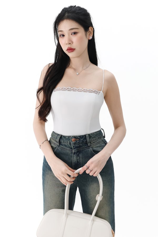 Lydia Lace Camisole Top in White