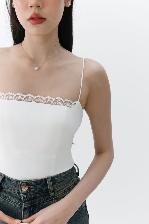 Lydia Lace Camisole Top in White