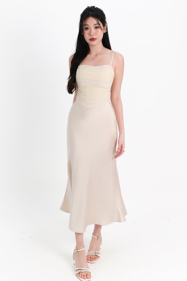 Chelsea Co-ord Satin Skirt in Champagne ( Petite Length )