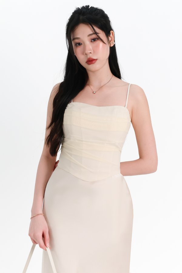 Chelsea Co-ord Mesh Top in Pale Yellow