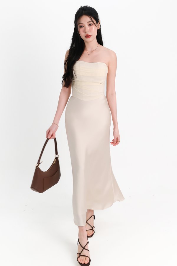 Chelsea Co-ord Satin Skirt in Champagne ( Regular Length )