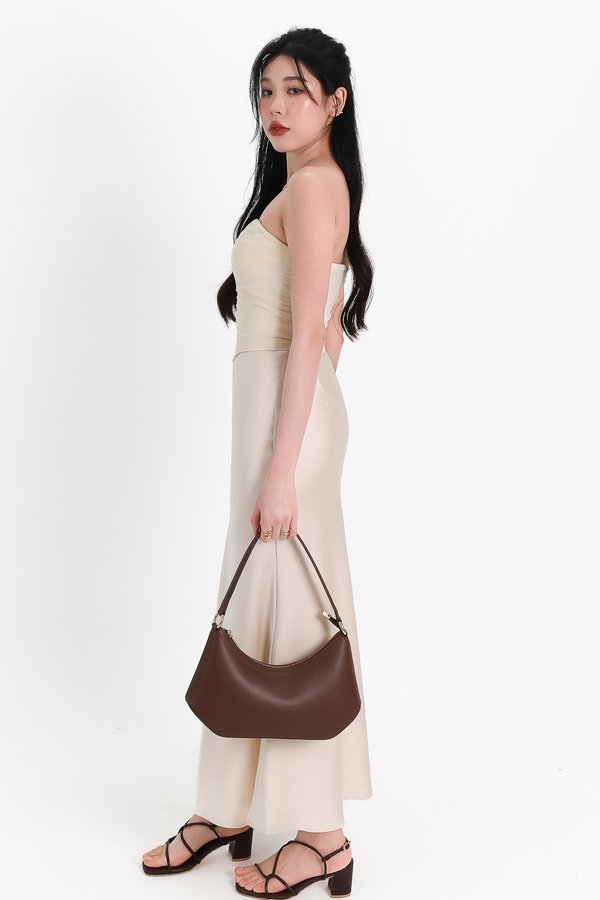 DEFECT | Chelsea Co-ord Satin Skirt in Champagne ( Regular Length ) in L
