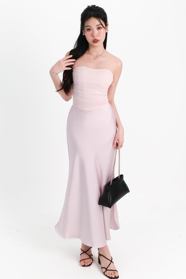 Chelsea Co-ord Satin Skirt in Lilac Pink ( Regular Length )