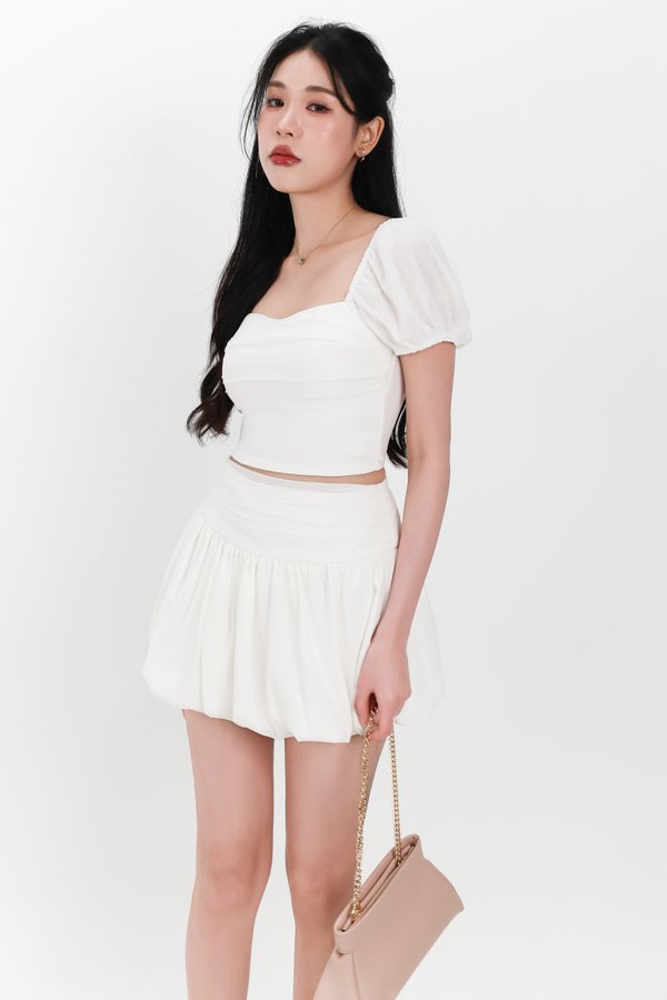 PREORDER | Marcey Mesh Co-ord Sleeved Top in White