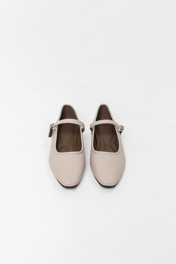 PREORDER | Berlie Buckle Flats in Nude Grey