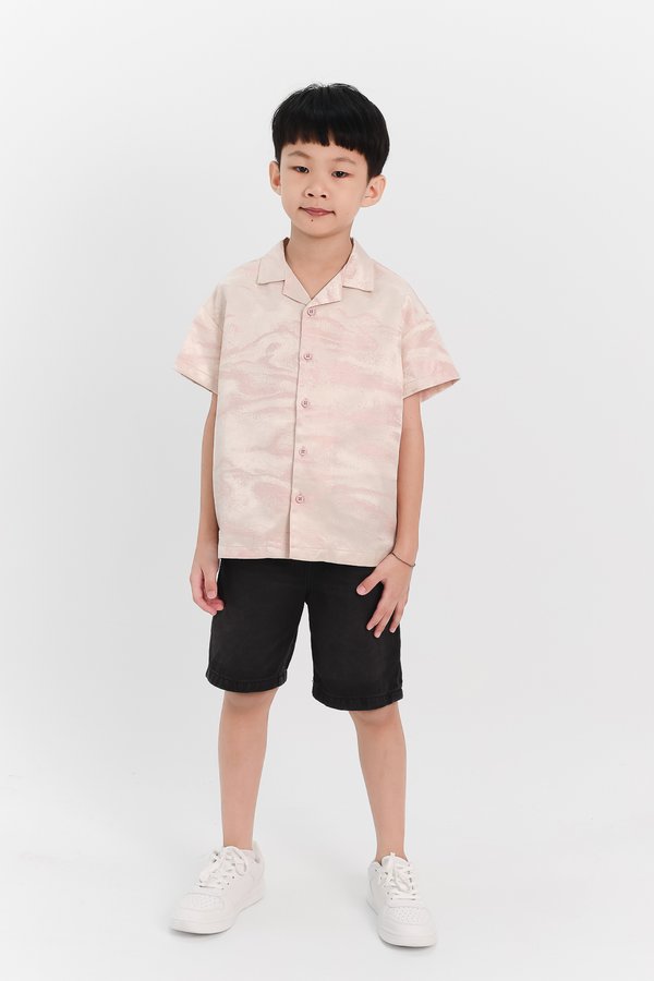 Boy Jacquard Boxy Shirt in Light Pink x Light Gold