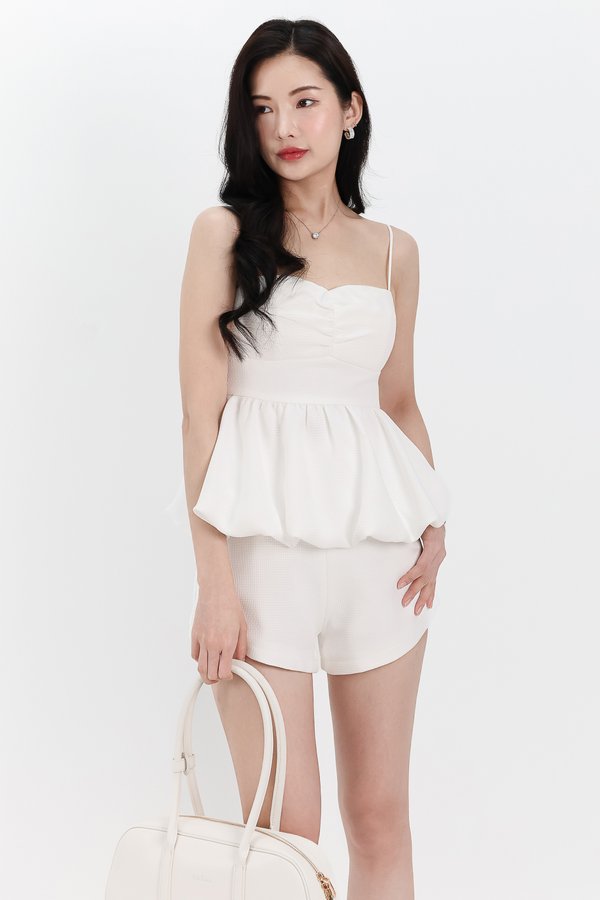 Tessia Tweed Co-ord Bubble Top in White