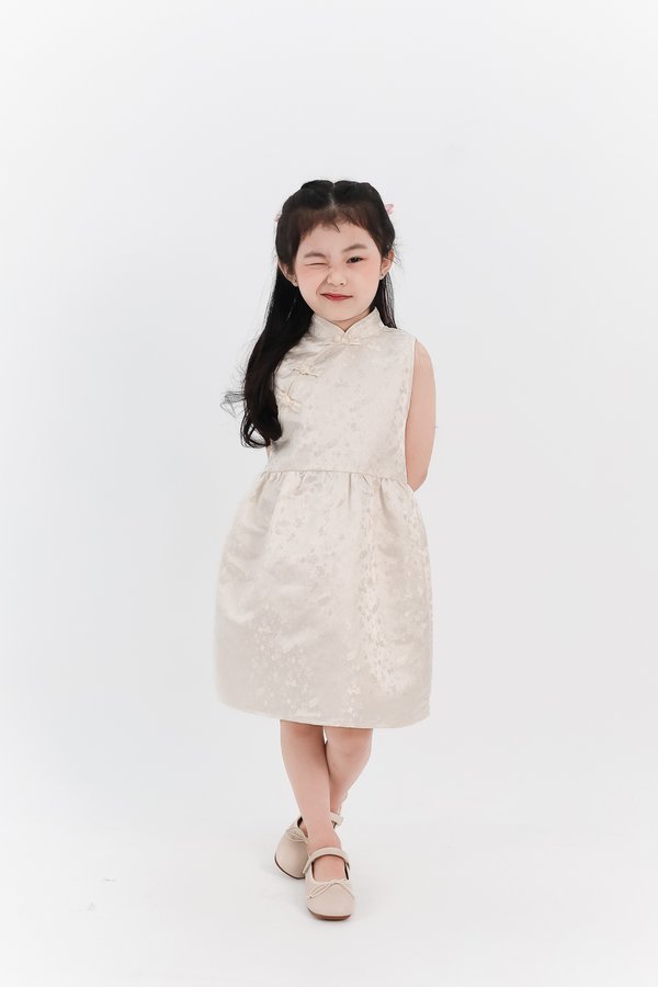 PREORDER | Girl Oriental Cheongsam Dress in Champagne