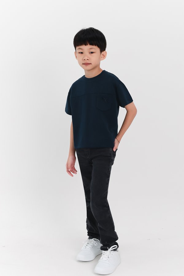 Boy Ribbon Pocket Tee in Navy x Navy Ribbon