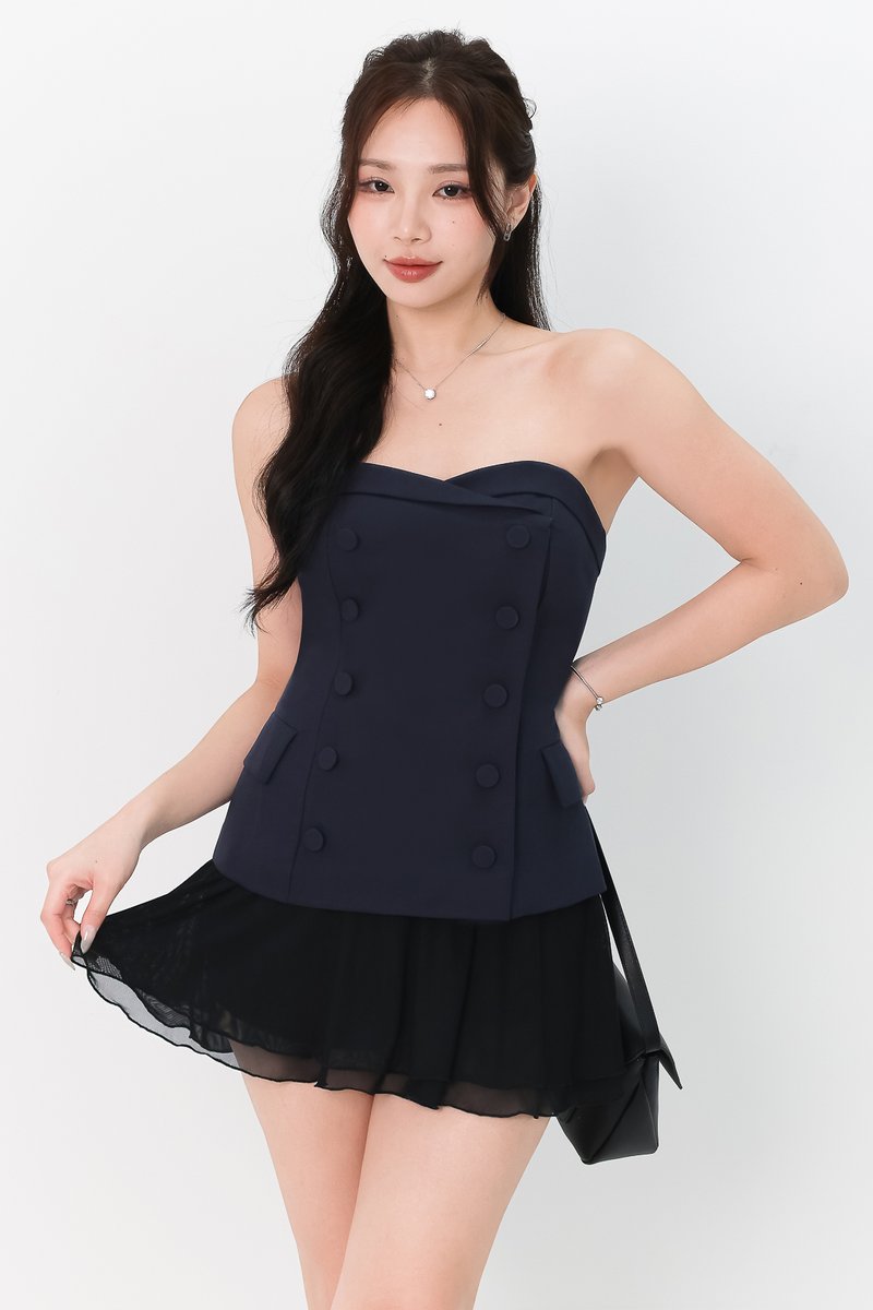 Scarlet Sweetheart Button Top in Midnight