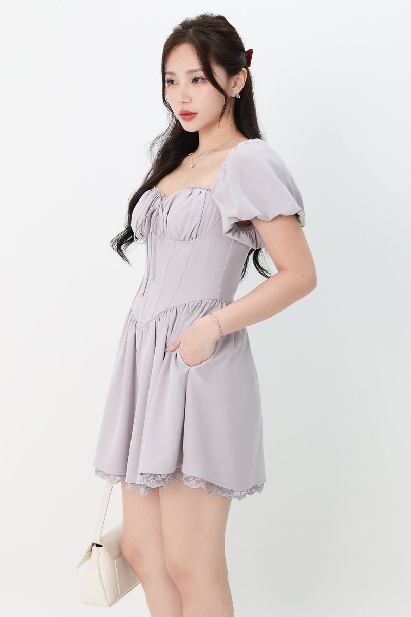 Brenlyn Bustier Romper Dress in Soft Lilac