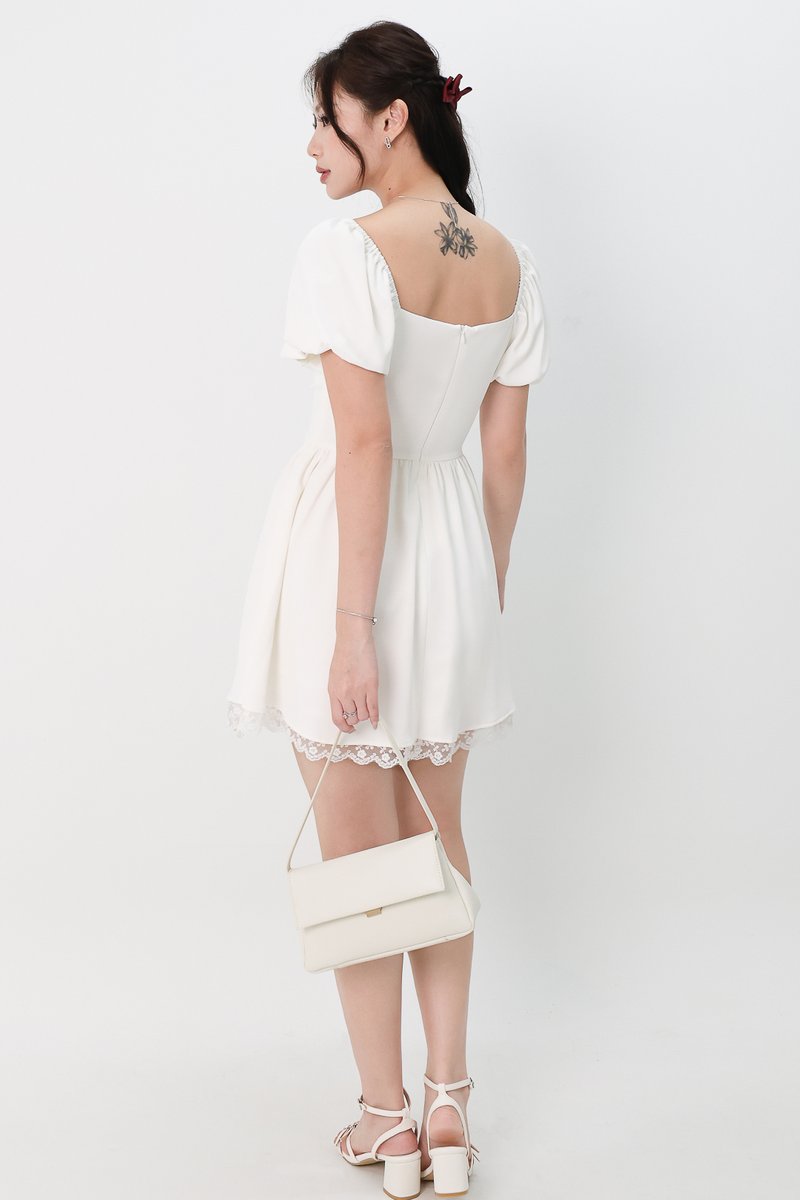 Brenlyn Bustier Romper Dress in White