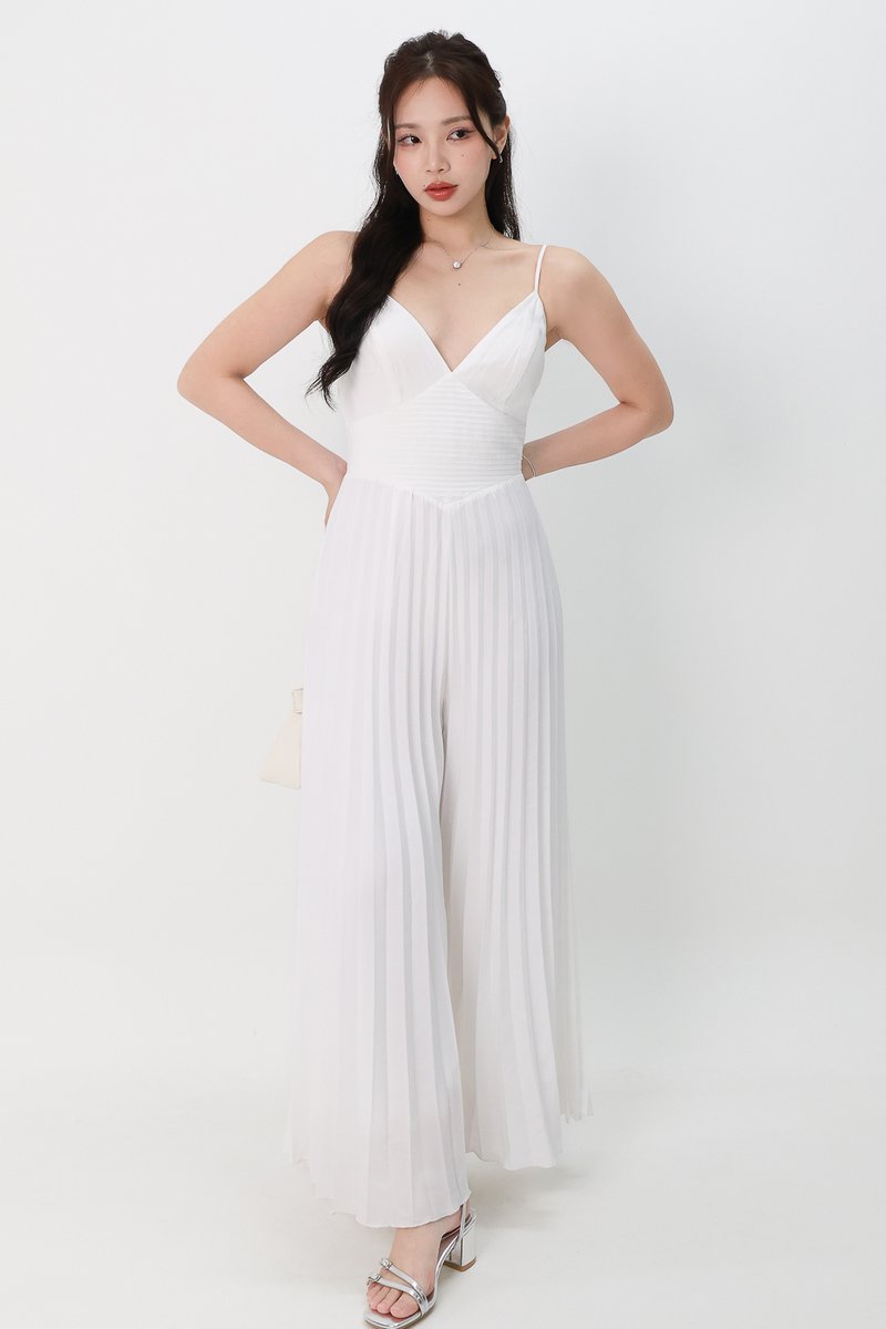 Paitlyn Pleated Jumpsuit in White Paitlyn Pleated Jumpsuit in White