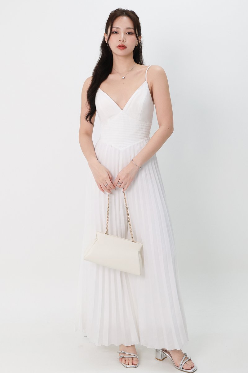 Paitlyn Pleated Jumpsuit in White Paitlyn Pleated Jumpsuit in White