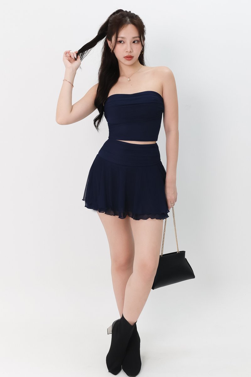 Marley Mesh Co-ord Tube Top in Midnight V1