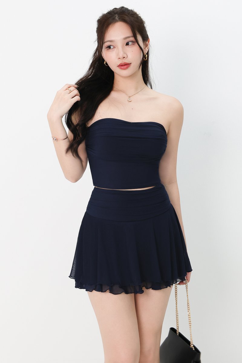 Marley Mesh Co-ord Tube Top in Midnight V1