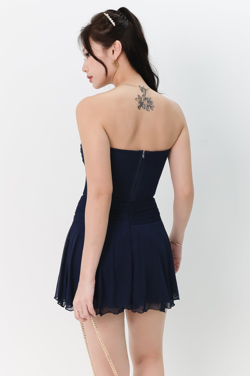 Marley Mesh Co-ord Tube Top in Midnight V1