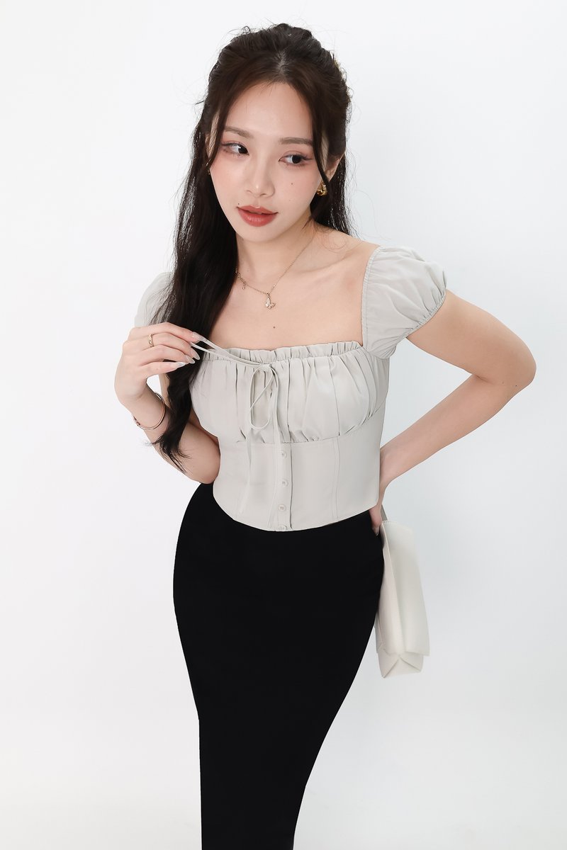 Sierra Sleeve Bustier Top in Fog Grey Sierra Sleeve Bustier Top in Fog Grey