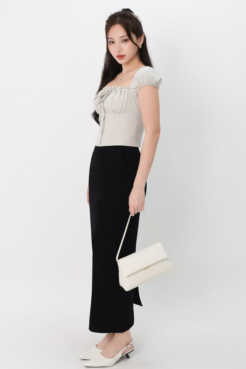 Sierra Sleeve Bustier Top in Fog Grey Sierra Sleeve Bustier Top in Fog Grey