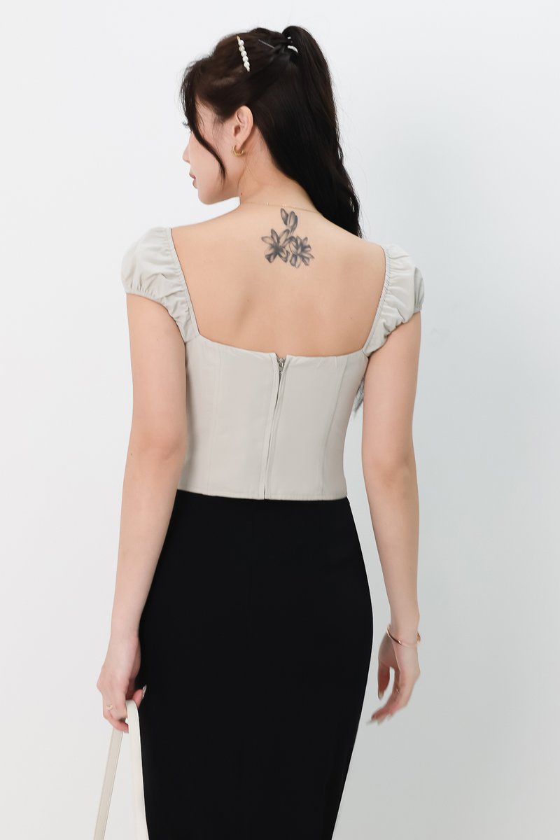 Sierra Sleeve Bustier Top in Fog Grey Sierra Sleeve Bustier Top in Fog Grey