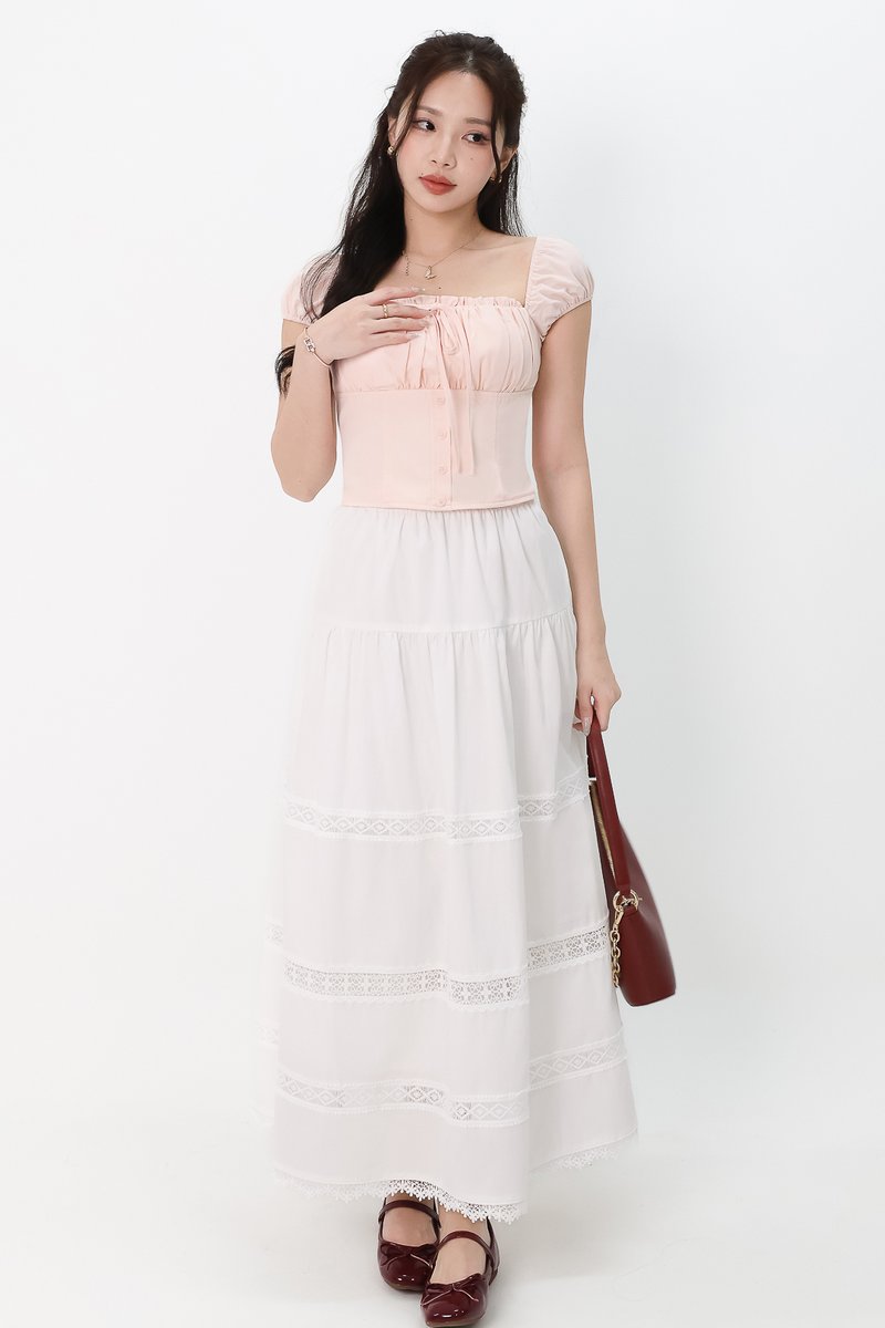 RESTOCKS | Sierra Sleeve Bustier Top in Light Blush Pink