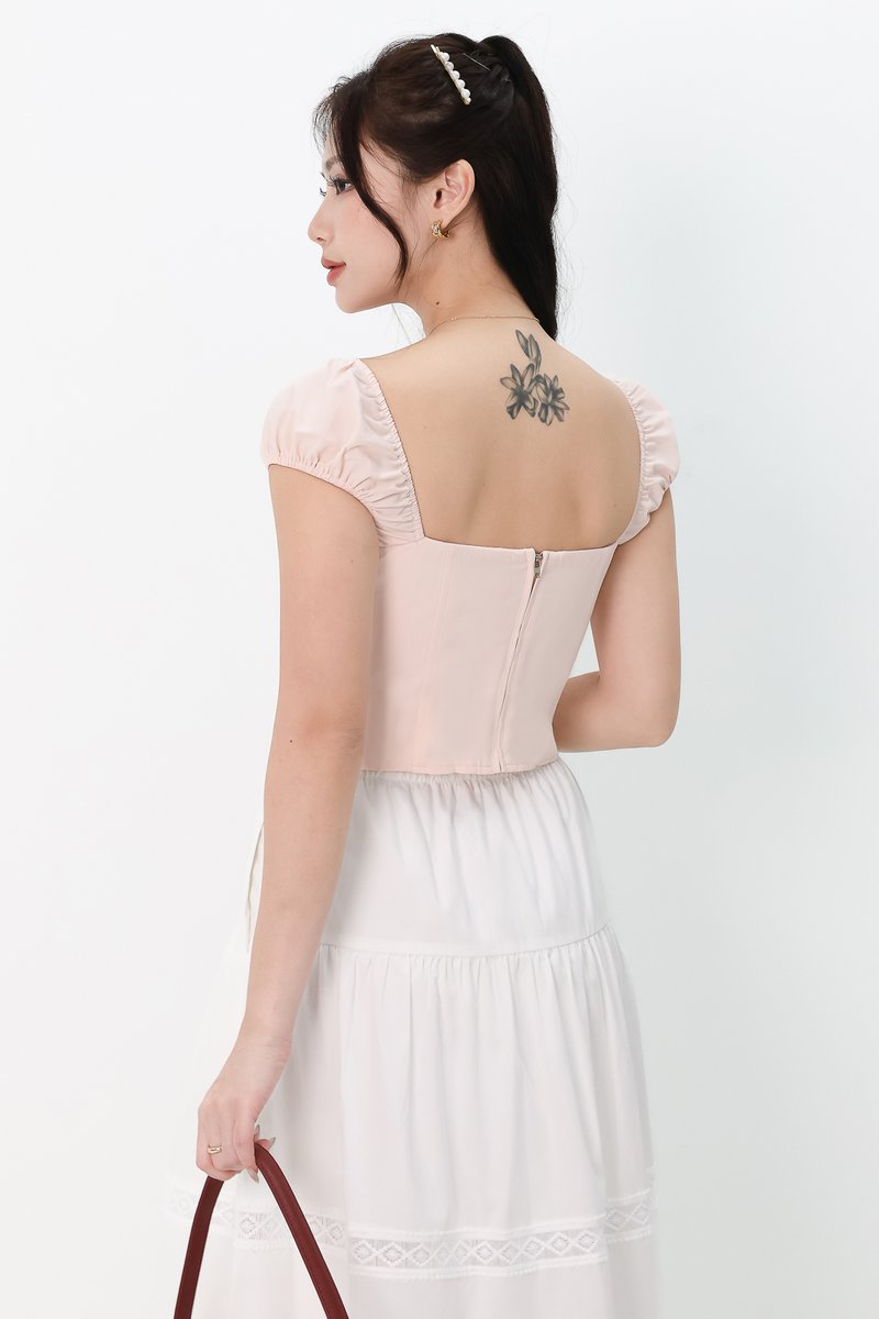 RESTOCKS | Sierra Sleeve Bustier Top in Light Blush Pink