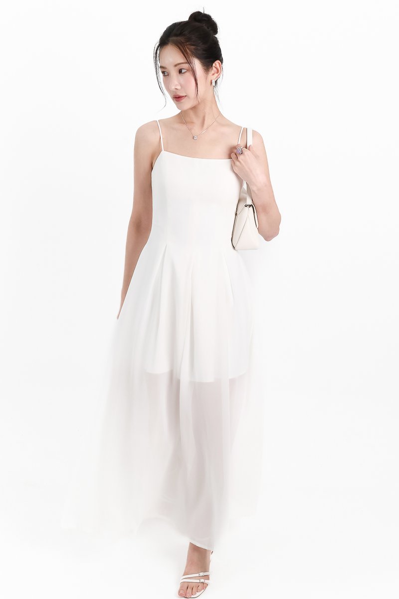 Caprina Chiffon Maxi Dress in White