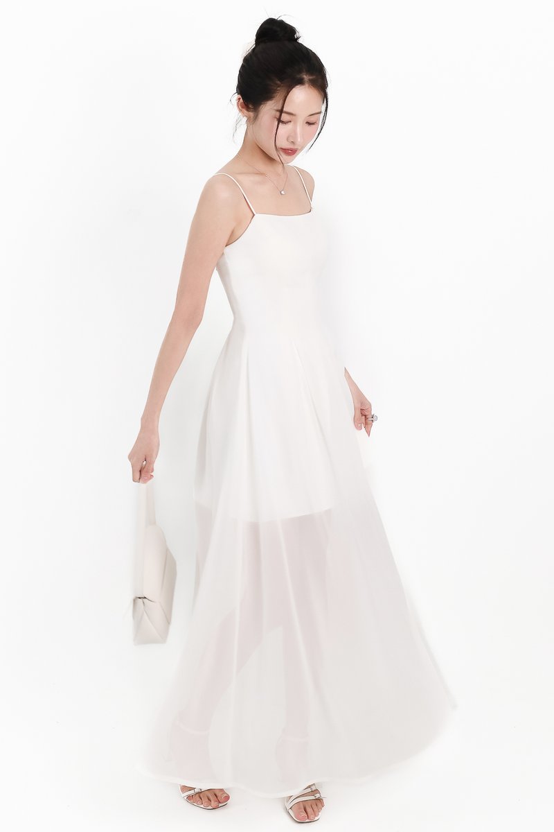 Caprina Chiffon Maxi Dress in White
