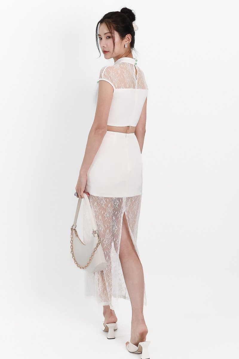 Lexi Lace Cheongsam Co-ord Set in White Lexi Lace Cheongsam Co-ord Set in White