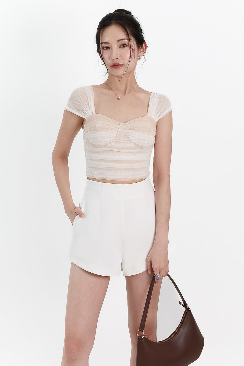 Gemma Gradient Mesh Bustier Top in White