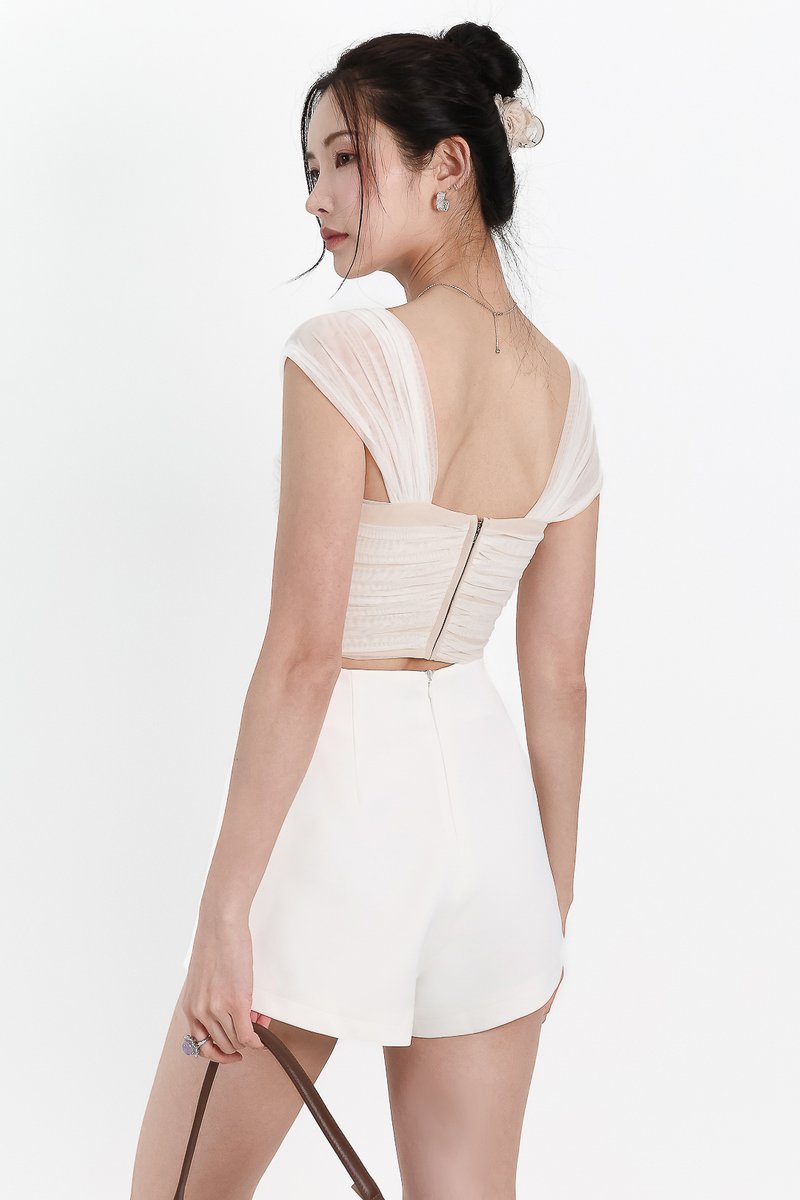Gemma Gradient Mesh Bustier Top in White