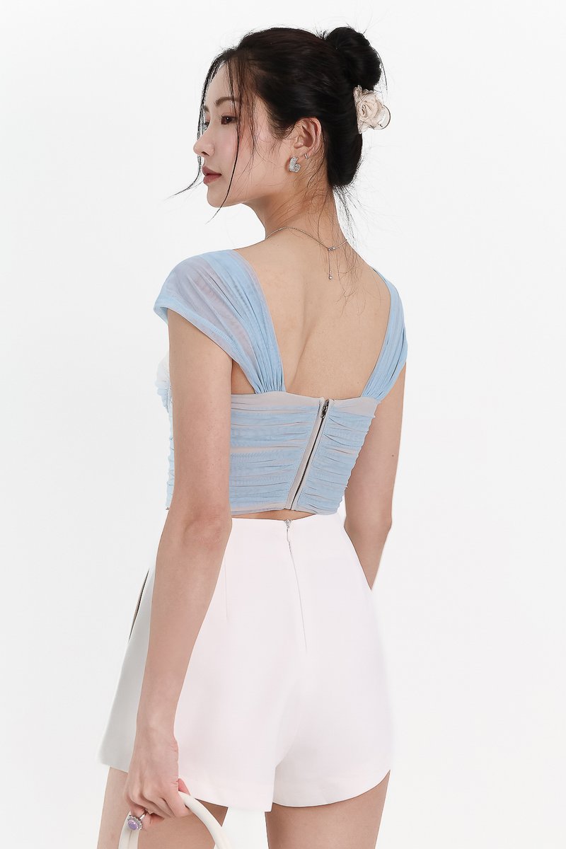 Gemma Gradient Mesh Bustier Top in Blue