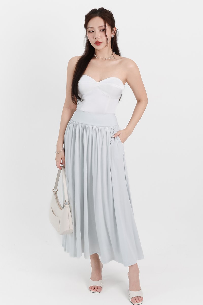 DEFECT | Maddey Maxi Flare Skirt in Light Ice Blue ( Petite Length ) in XL
