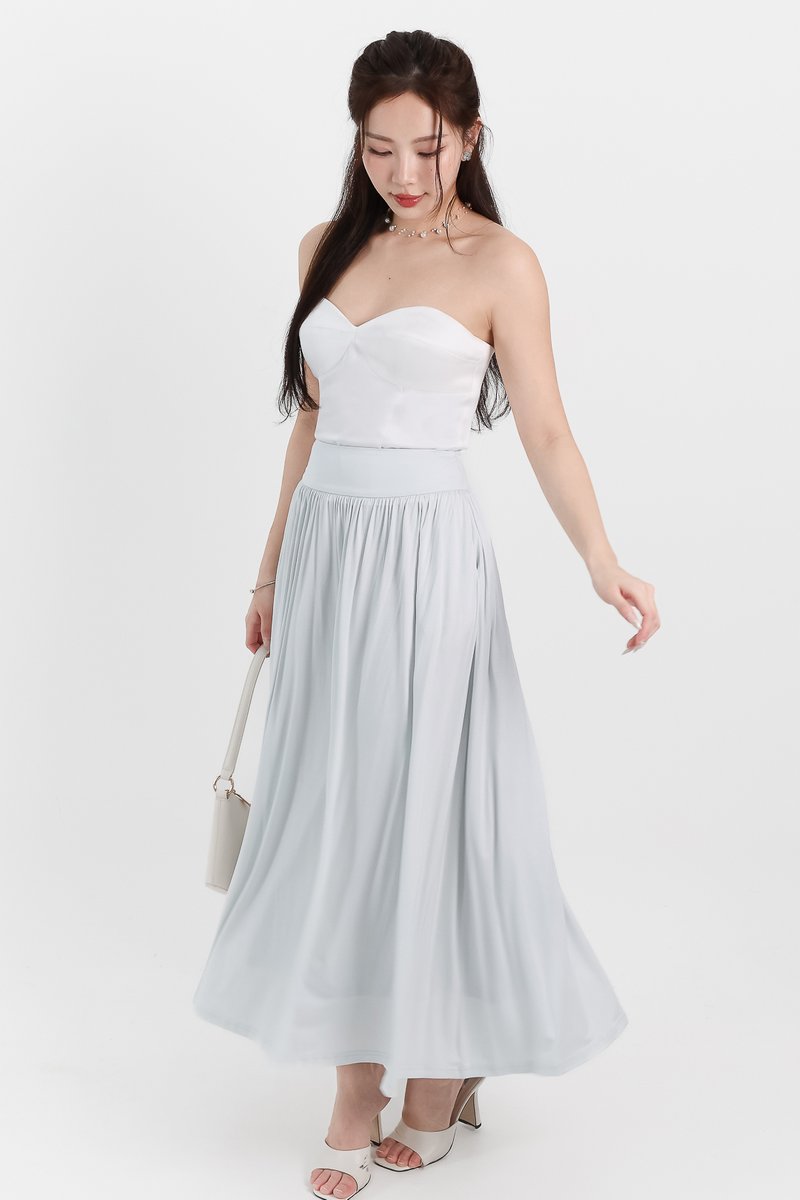 DEFECT | Maddey Maxi Flare Skirt in Light Ice Blue ( Petite Length ) in XL