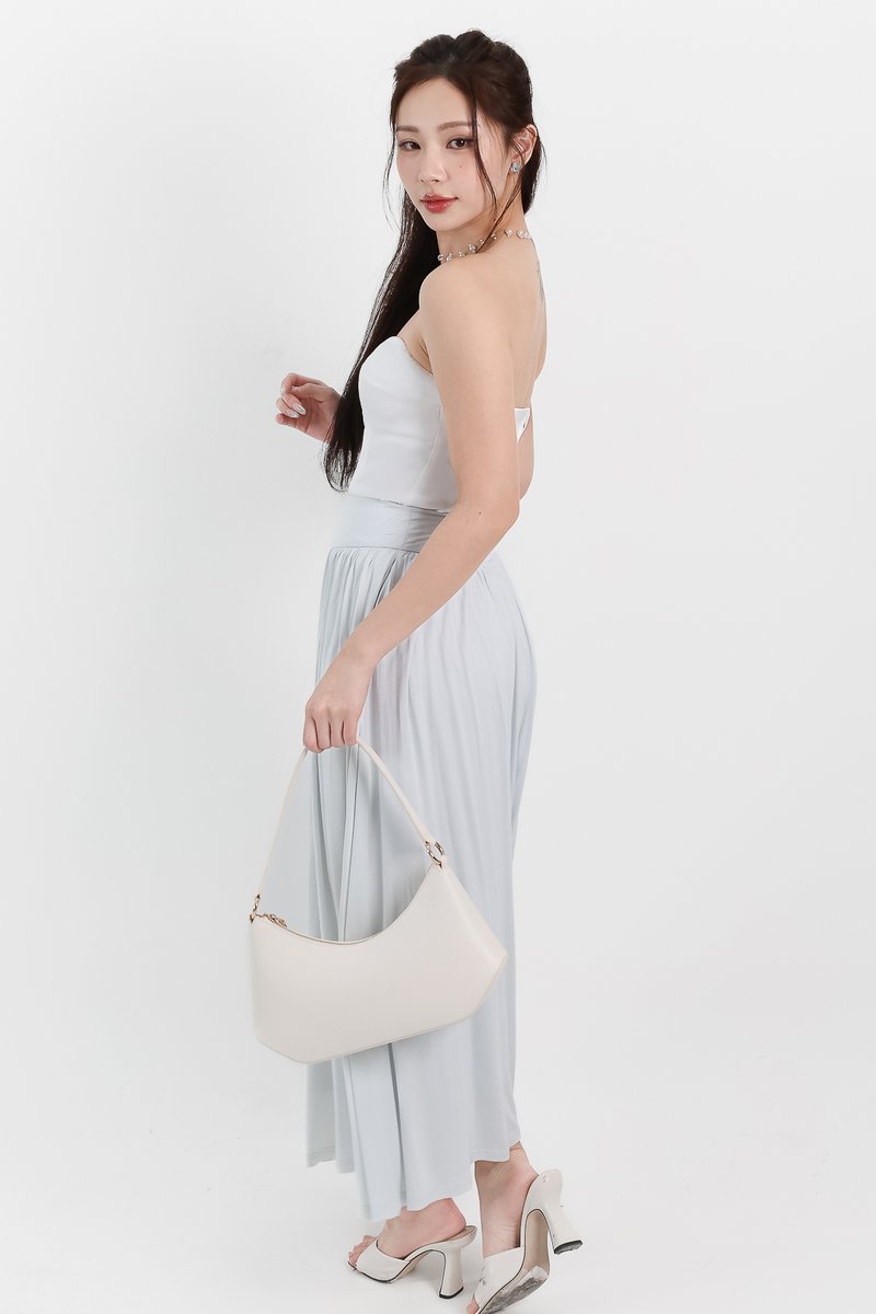 DEFECT | Maddey Maxi Flare Skirt in Light Ice Blue ( Petite Length ) in XL