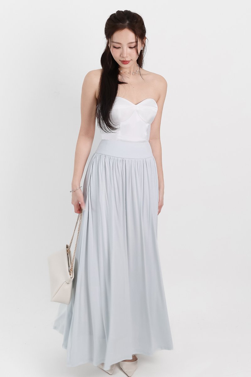 Maddey Maxi Flare Skirt in Light Ice Blue ( Regular Length ) Maddey Maxi Flare Skirt in Light Ice Blue ( Regular Length )