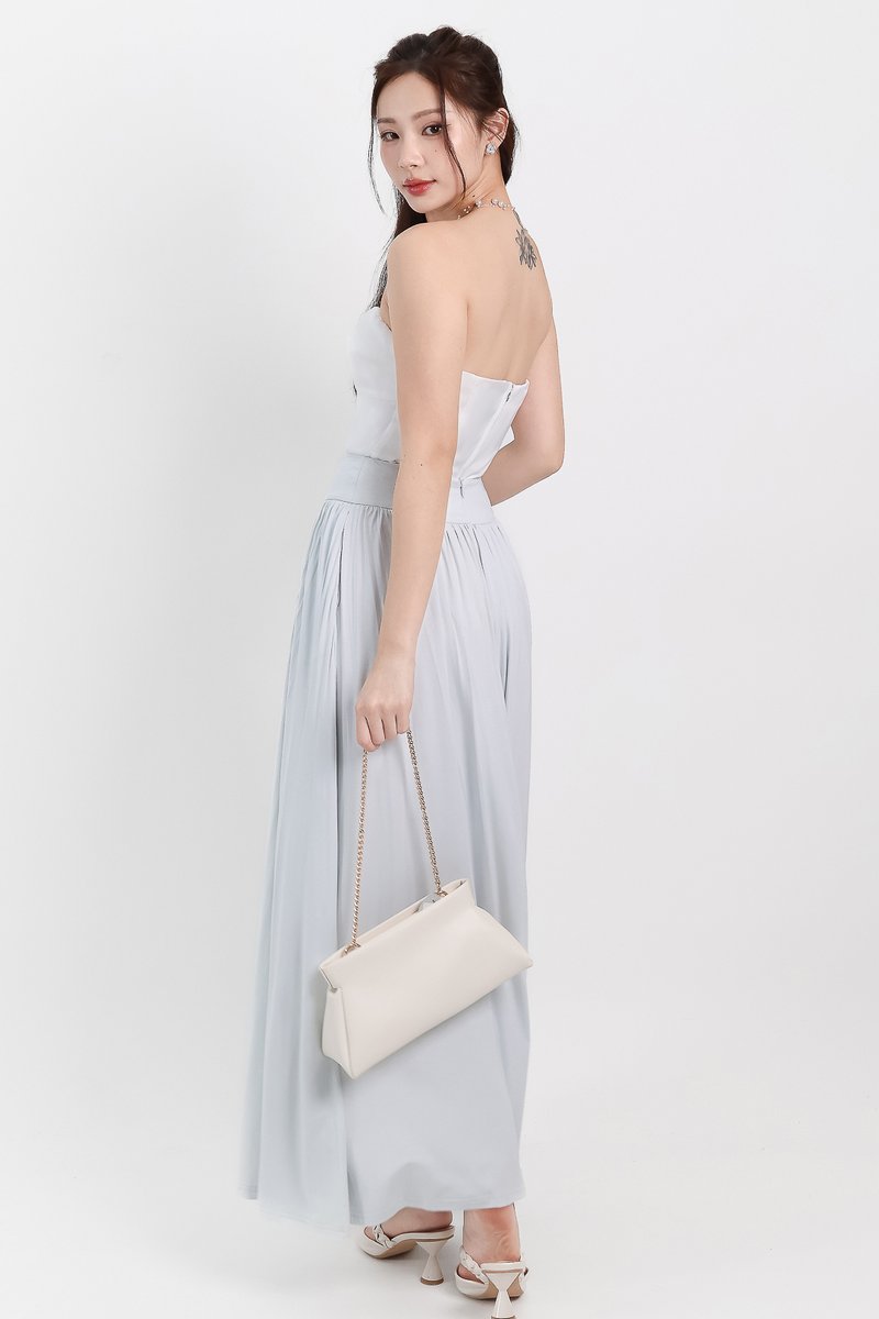 DEFECT | Maddey Maxi Flare Skirt in Light Ice Blue ( Regular Length ) in XL