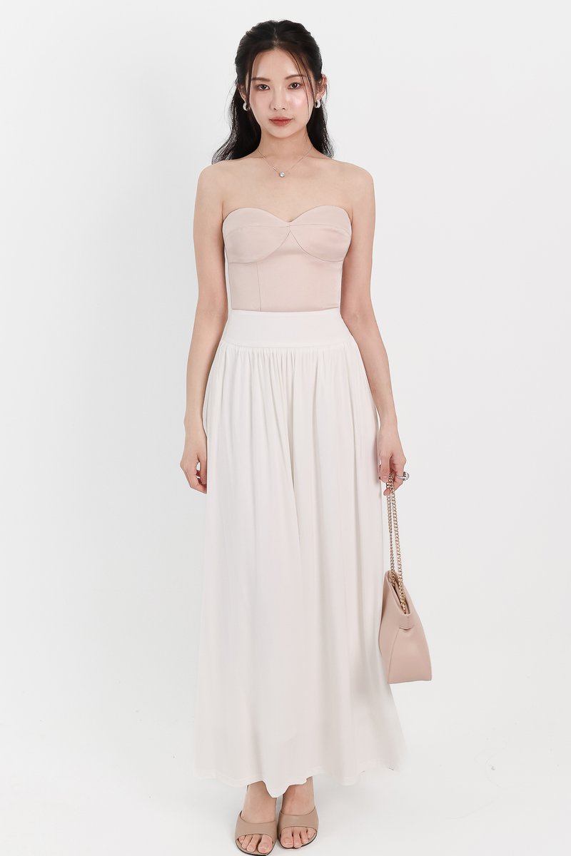 Maddey Maxi Flare Skirt in White ( Regular Length )