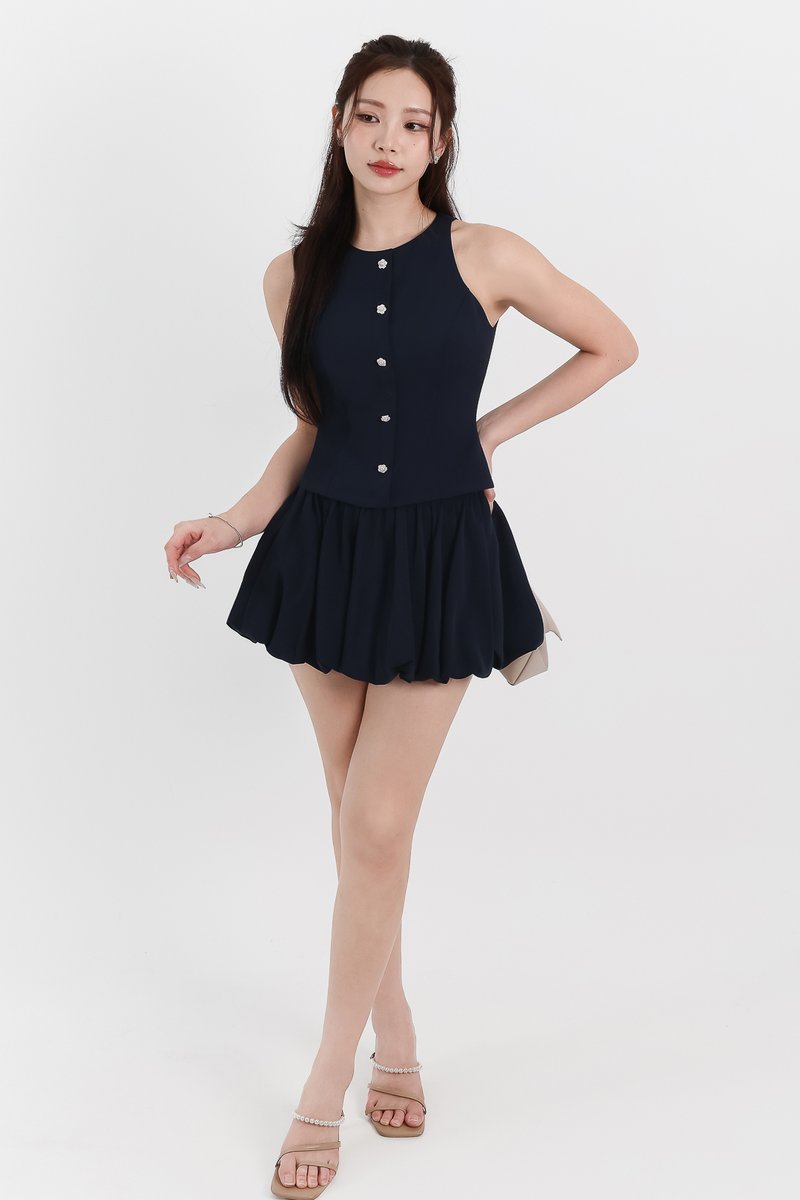 Clarie Co-ord Bubble Skorts V1 in Midnight