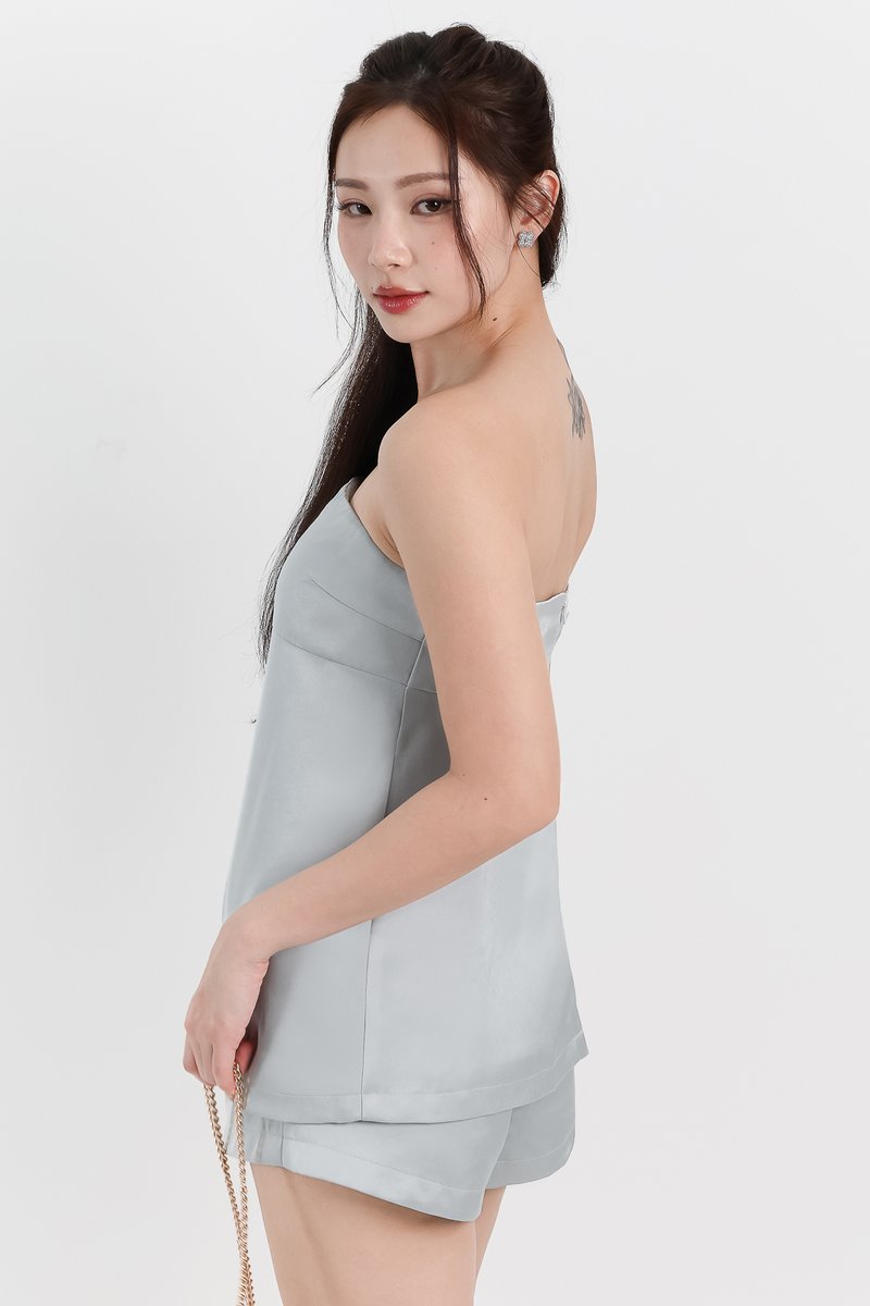 Colene Co-ord Flare Shorts in Teal Blue